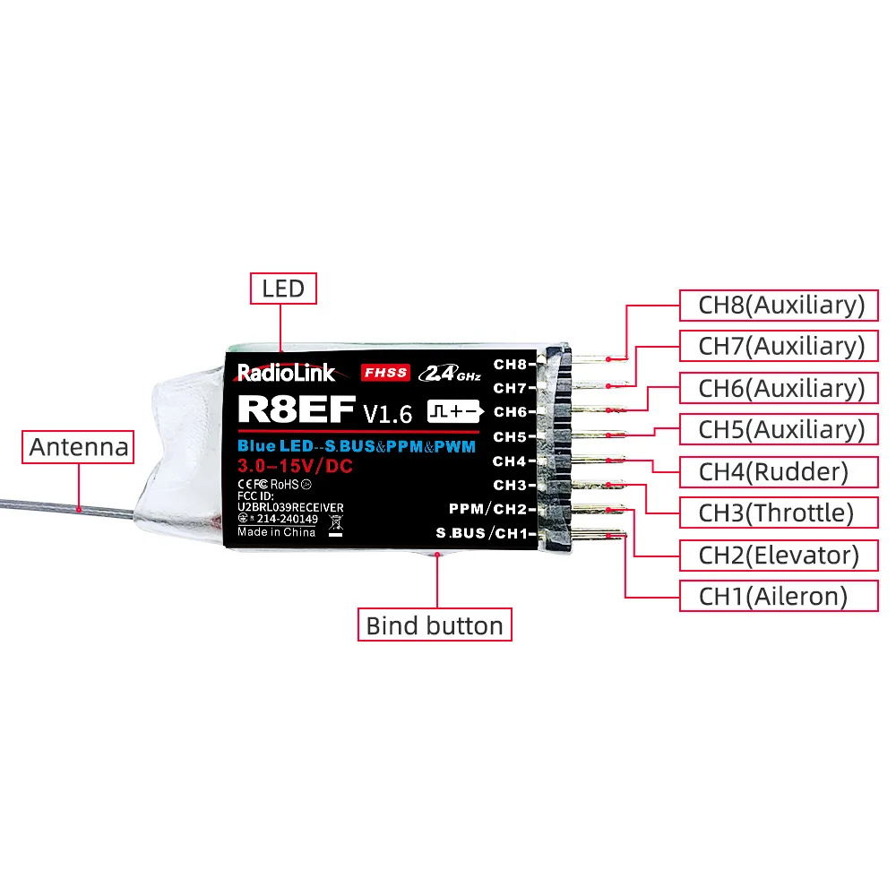 Radiolink R8EF Receiver 2.4G 8 - Receiver Sbus 8Ch avis et prix